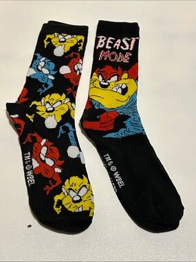Beast Mode Taz Crew Socks - Black with Yellow & Red